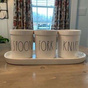 Rae Dunn Spoon Fork Knife utensil holder